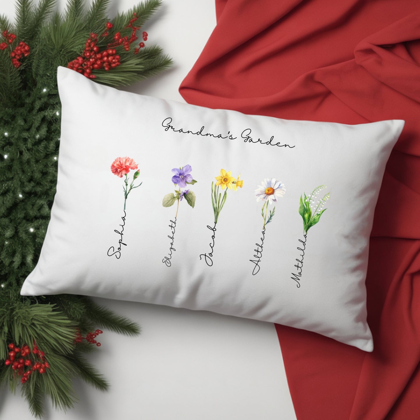 Birthmonth Flower Spun Polyester Lumbar Pillow