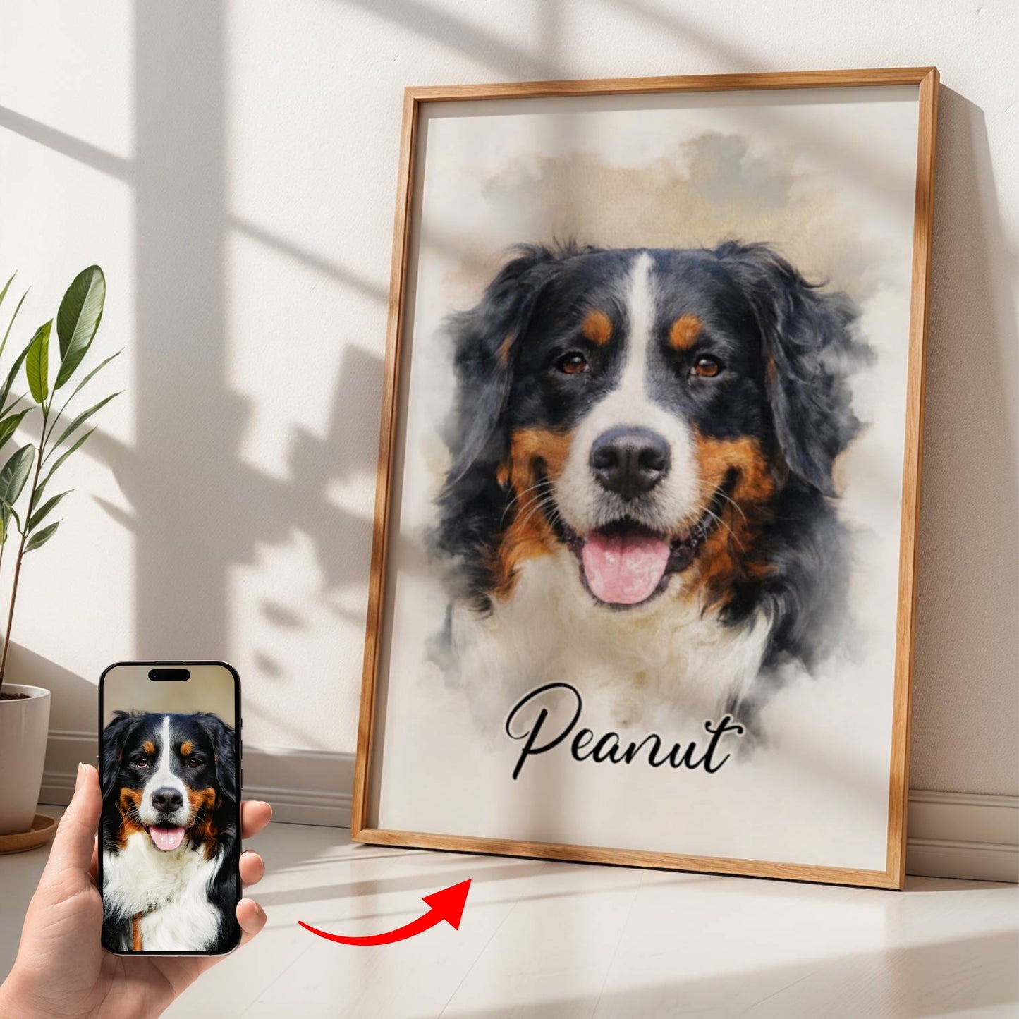 Custom Photo Watercolor Pet - Personalized Poster/Canvas Prints - Gift for Dog Lovers, Cat Lovers, Pet Lovers