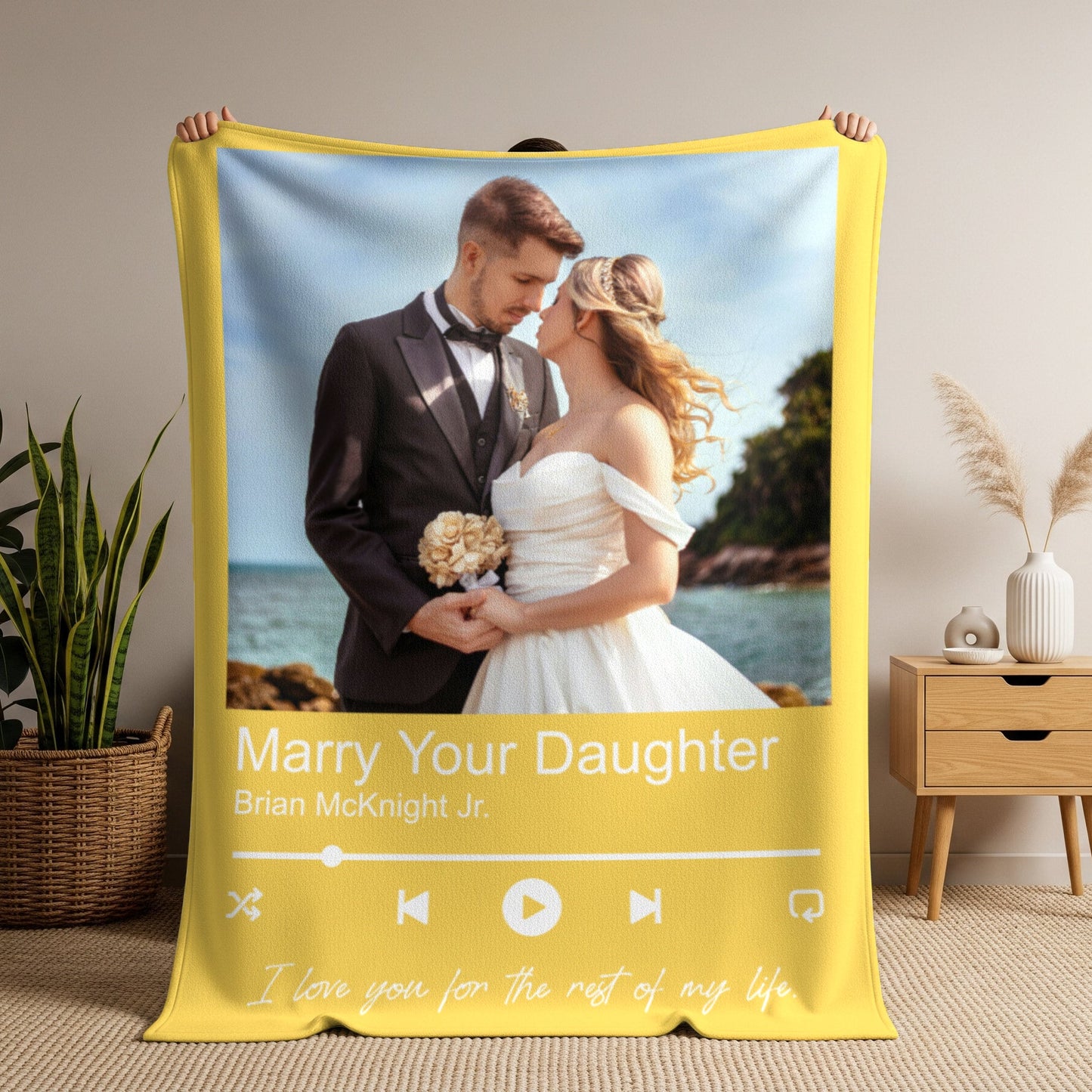 Personalized Couple Song Blanket | Custom Photo “Our Song” Music Player Throw | Anniversary Gift
