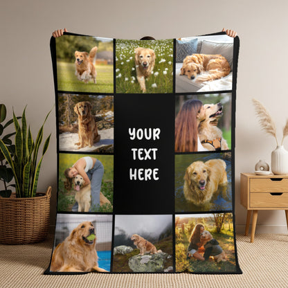 Personalized Dog Photo Blanket | Custom Pet Picture Throw | Dog Mom & Dad Gift