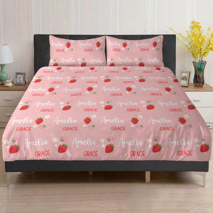 Personalized Strawberry Blanket, Custom Baby Name Blanket, Pink Girl Nursery Decor, Gift for Baby Girl, Cute Kids Blanket, Toddler Blanket