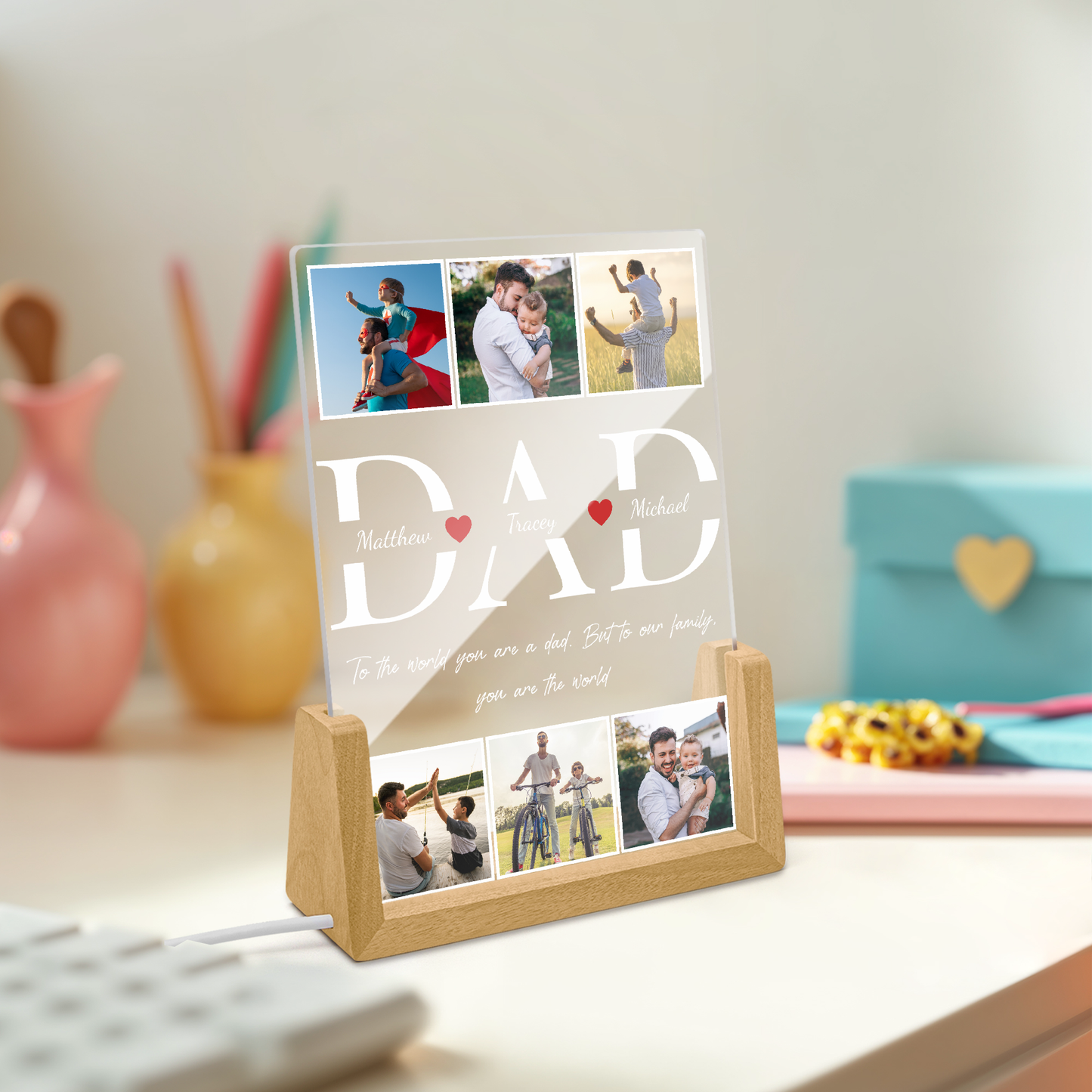 Best Dad Ever - Custom Photo DAD LED Night Light - Personalized Father's Day Gift for Dad, Papa, Grandpa, Daddy, Dada