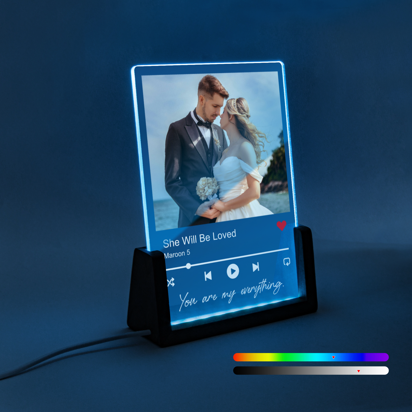 Custom Song Plaque - Photo Night Light Plaque with Code and Text Couple Valentines Day