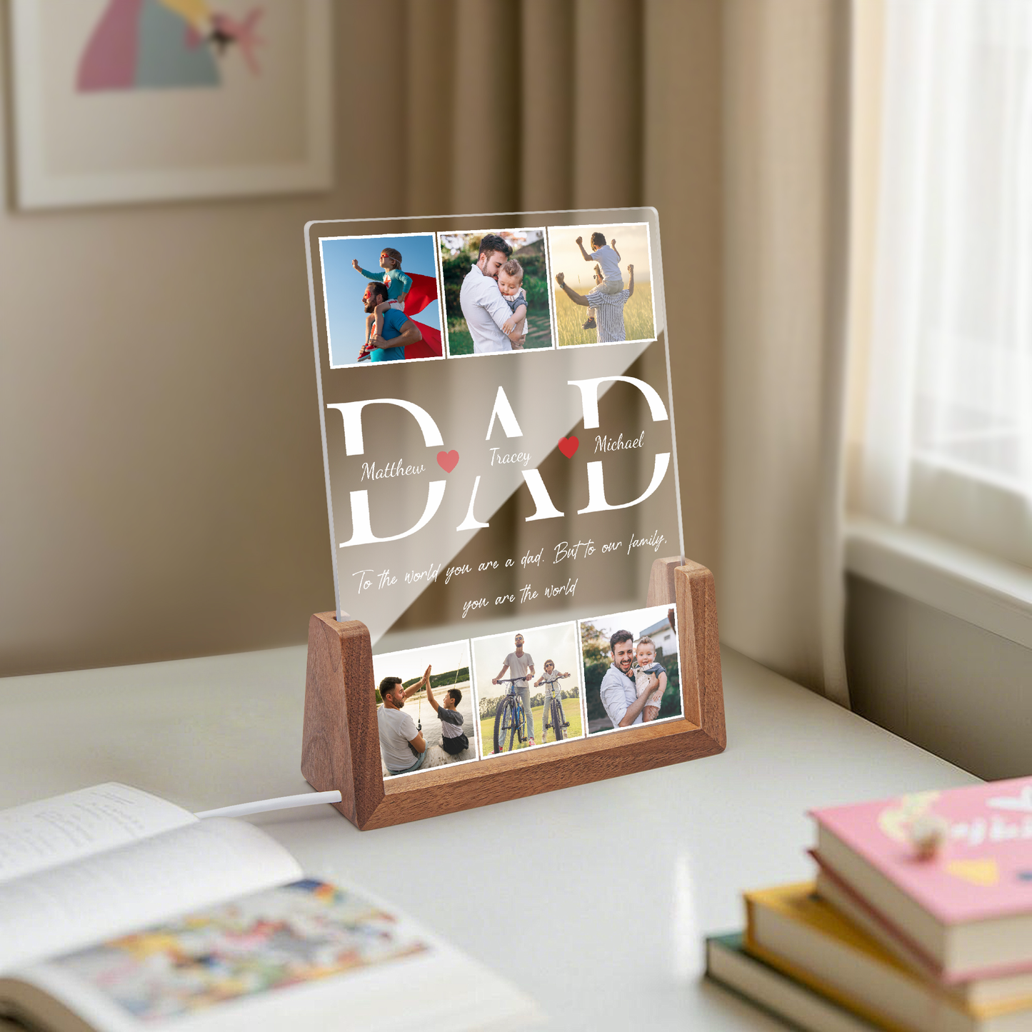 Best Dad Ever - Custom Photo DAD LED Night Light - Personalized Father's Day Gift for Dad, Papa, Grandpa, Daddy, Dada