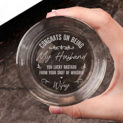 Congrats On Being My Husband - Personalized Engraved Whiskey Glass - Gift For Him, Husband on Anniversary, Valentine's Day