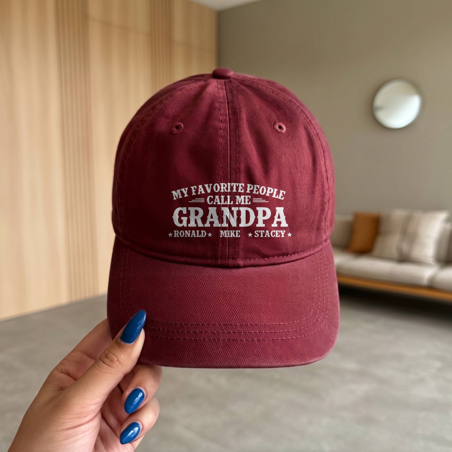 Personalized My Favorite People Call Me Hat | Custom Garment Washed Baseball Cap