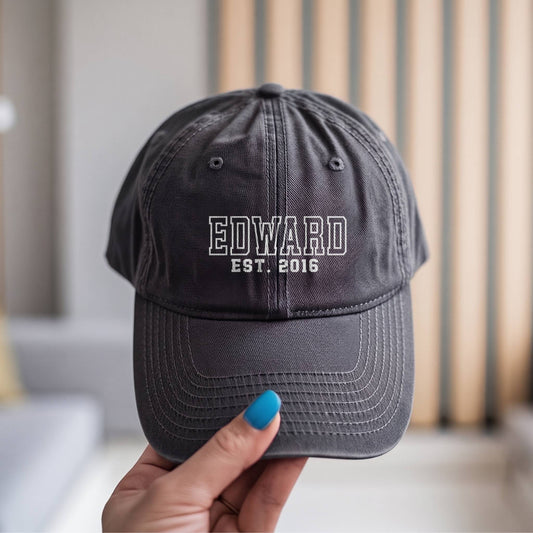 Personalized Name Est. Embroidered Denim Cap | Custom Gift for Dad & Grandpa