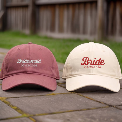 Personalized Bride Squad Embroidered Hat | Custom Bachelorette Party Coastal Washed Cap
