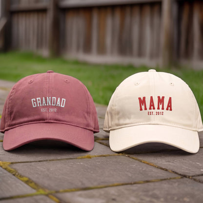 Personalized Vintage Embroidered Coastal Washed Cap | Custom Name & Est. Date Dad Hat