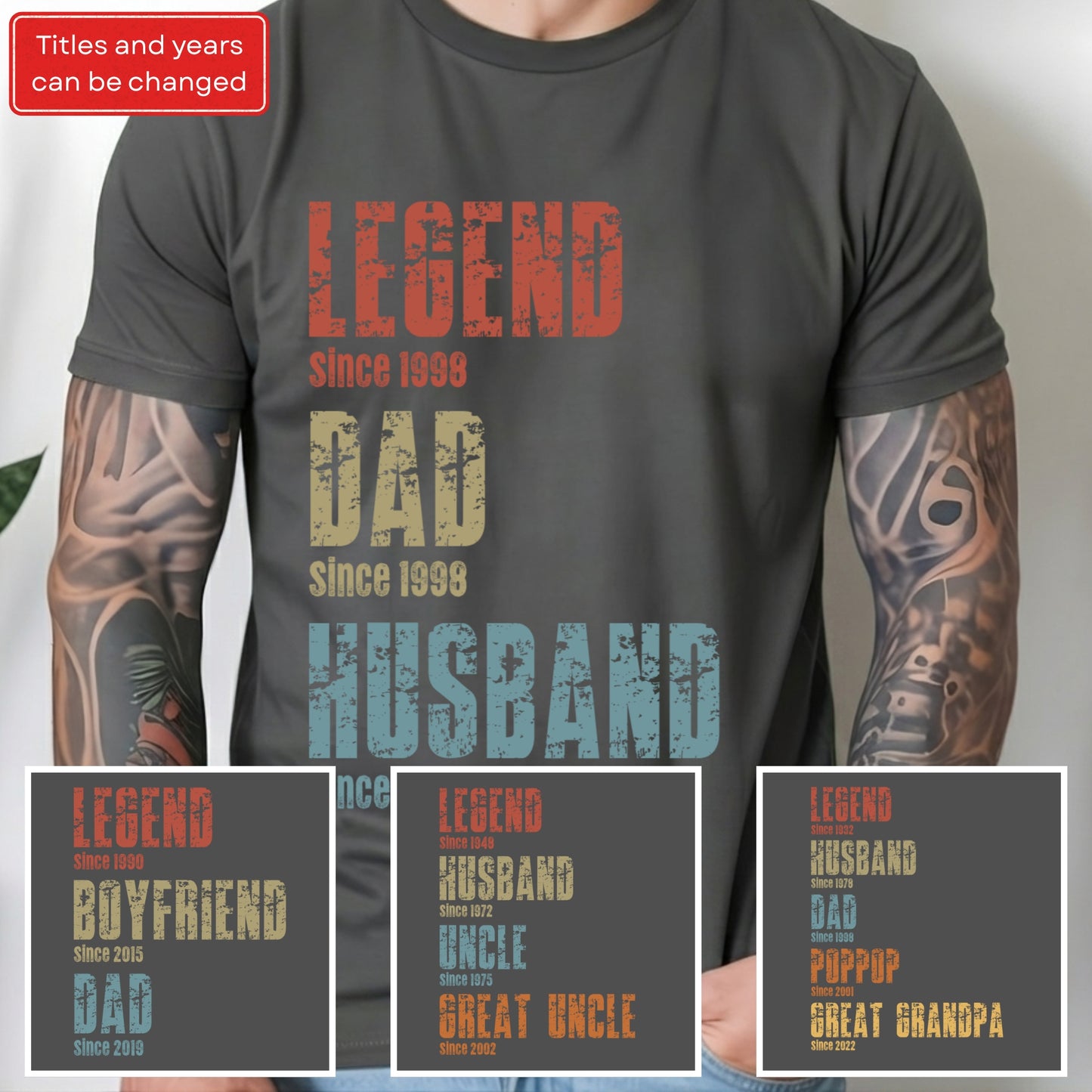 Legend, Husband, Dad And Papa Since - Family Personalized Unisex T-shirt, Hoodie, Sweatshirt - Custom Father's Day, Birthday Gift For Dad, Grandpa