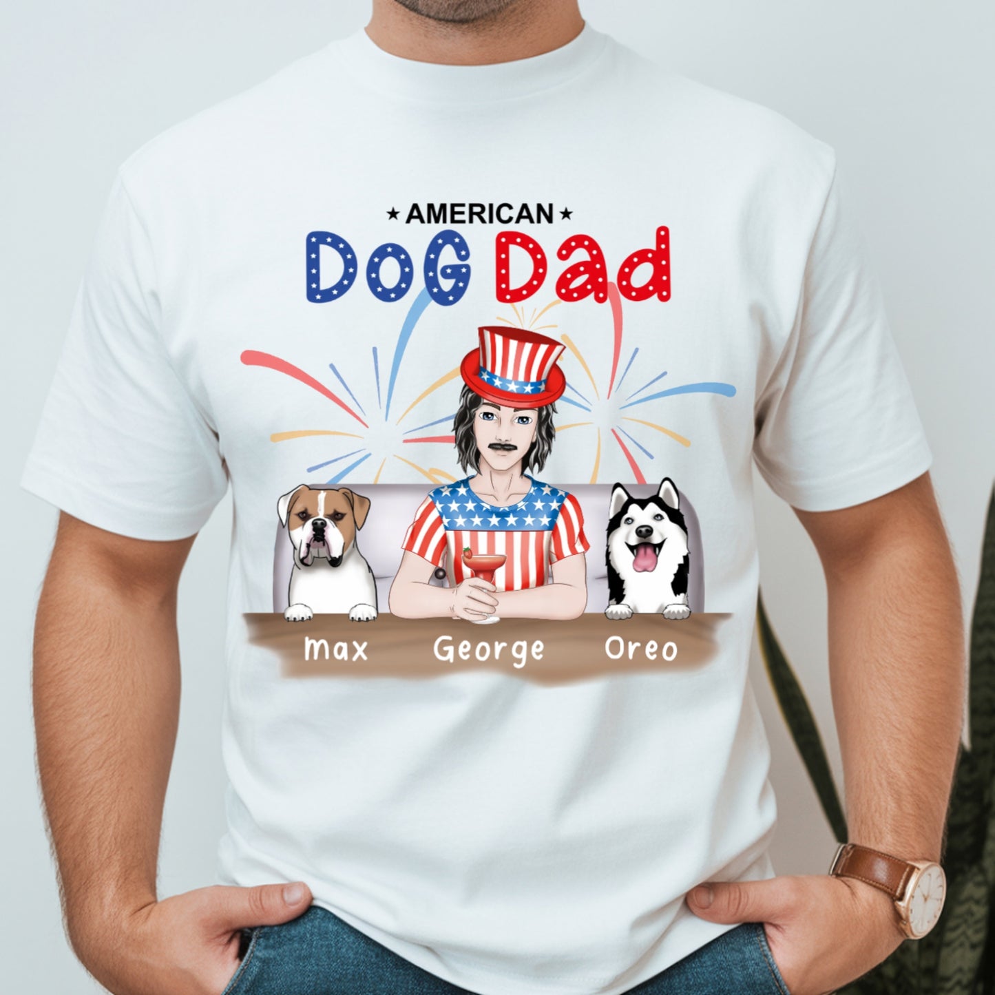 American Dog Dad Shirt - Independence Day Tees 4th of July