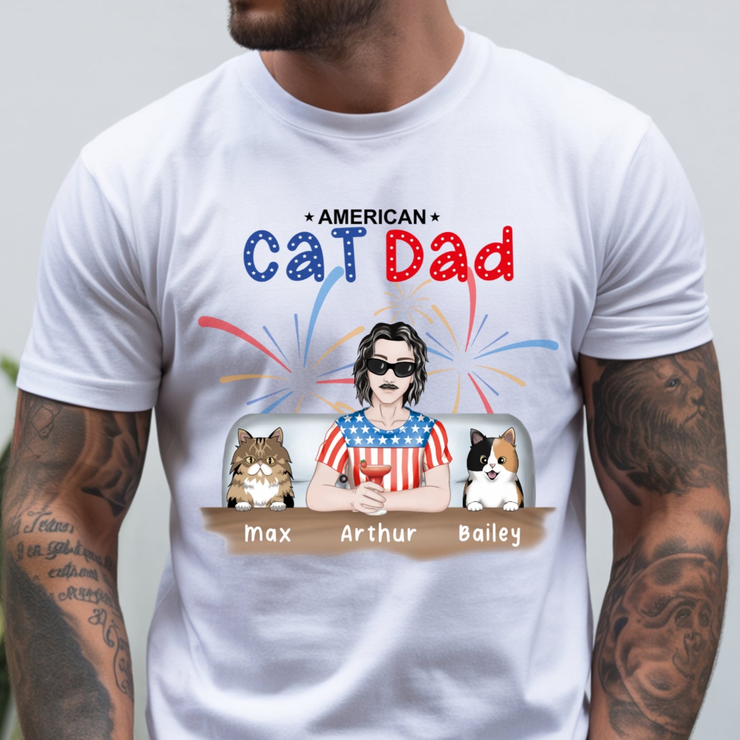 American Cat Dad Shirt - Independence Day Tees 4th of July