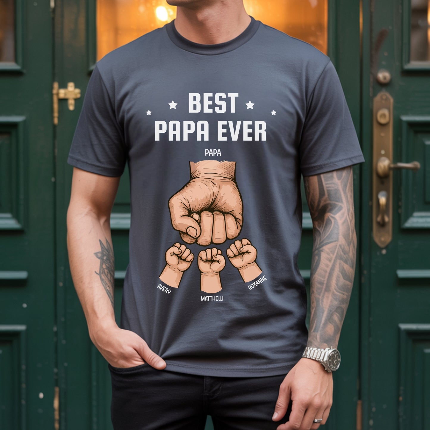 The Best Dad Ever - Personalized Custom T Shirt - Father's Day Gift for Dad, Papa, Grandpa, Daddy, Dada