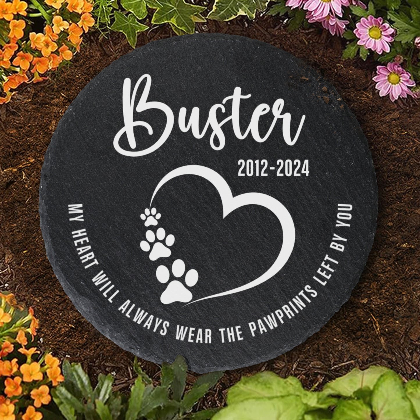 Personalized Round Pet Memorial Stone | Custom Photo Dog & Cat Remembrance Gift