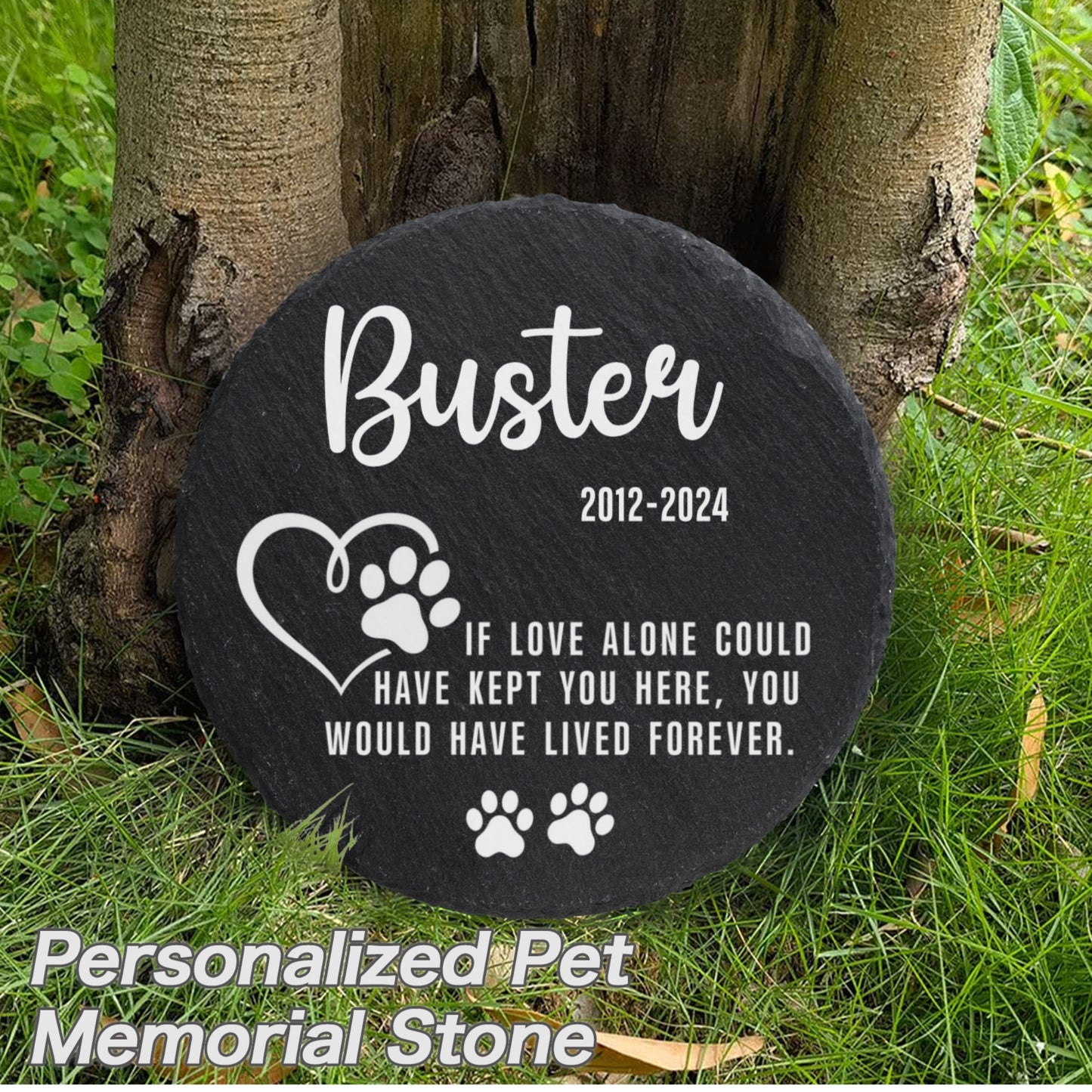 Personalized Round Pet Memorial Stone | Custom Photo Dog & Cat Remembrance Gift