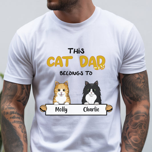 This Cat Dad belongs to - Personalized Unisex T-shirt, Hoodie, Sweatshirt - Custom Father's Day, Birthday Gift For Cat Owner & Lovers