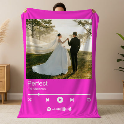 Personalized Couple Song Blanket | Custom Photo “Our Song” Music Player Throw | Anniversary Gift